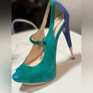 Elegant Blue and Green Women's Heels